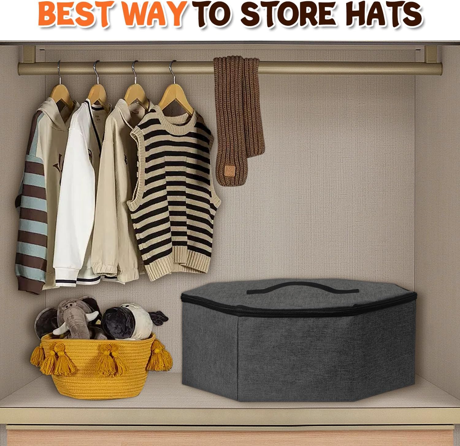 Boczif Hat Storage Box, Hat Storage bag for Travel Collapsible (Dark Grey)