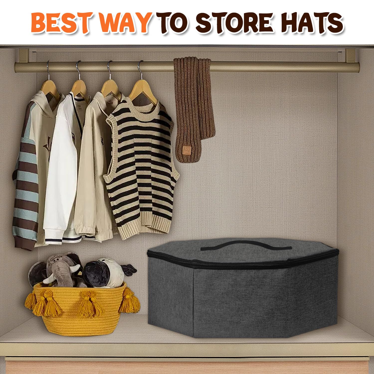 Boczif Hat Storage Box for Women and Men Hat Storage bag for Travel Collapsible Cowboy Hat Case with Handle - Image 3