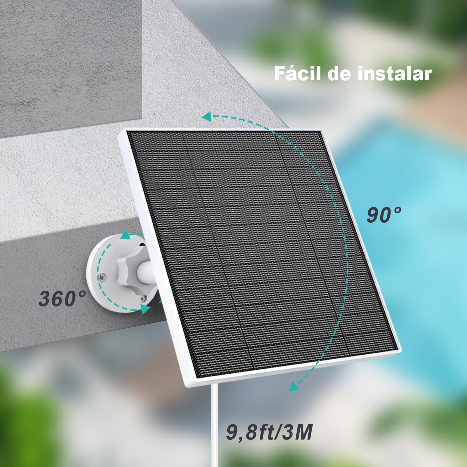 Panel Solar para Cámara Eufy, 5W Cargador Solar para Eufy Compatible Con Eufycam 3/3C/2/2 Pro/2C/2C Pro/E/E20/E40/L20/L40, Panel Solar Con Puerto Usb-C, Adaptador Micro Usb, 3 Paquete