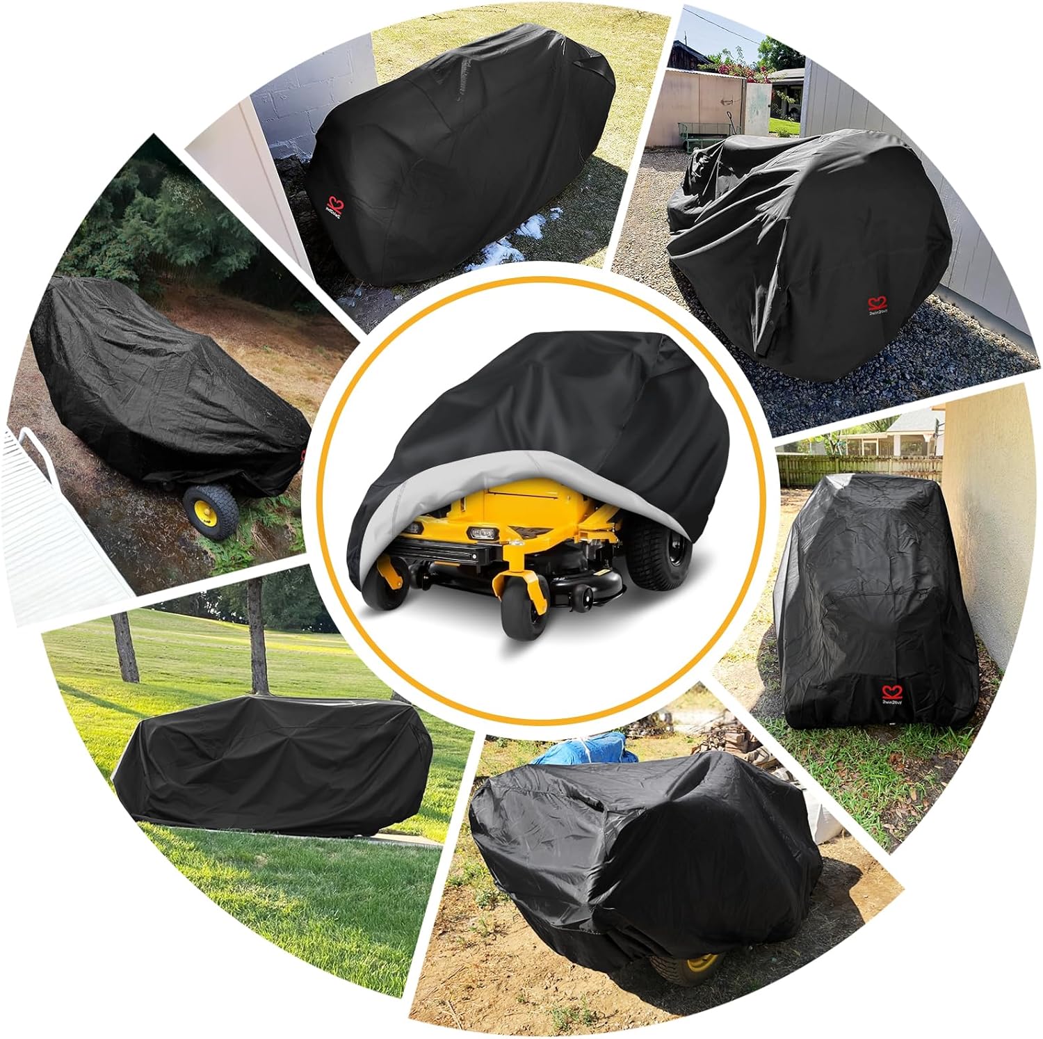 Zero Turn Mower Cover with Bagger Attachment, Riding Lawn Mower Covers Waterproof Heavy Duty 600D Zero-Turn Cover for Cub Cadet Bad Boy John Deere Craftsman Universal Fit Decks up to 60" with Bagger