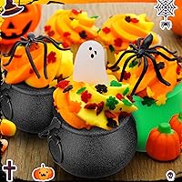 Vista 6 de Yunsailing 30 Pcs St. Patrick's Day Plastic Cauldron, Mini Black Witch Cauldron with Handle, Black Green Candy Coins Bucket for Wizard Party