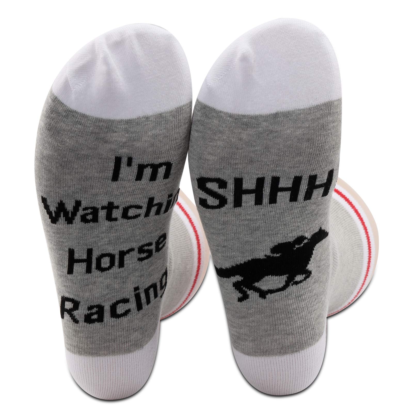 PXTIDY 2 Pairs Horse Racing Socks SHHH I'm Watching Horse Racing Novelty Socks Retirement Gift For Horse Racing Fans