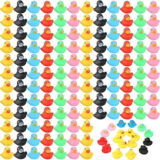 400 Pcs Mini Rubber Ducks, Float Tiny Baby Shower Rubber Ducks, Small Rubber Ducks, Preschool Bath Toy Rubber Duck Party Decoration Fun Squeak Small Duck Pool Toy(Multi Color, 1.57 x 1.57 x 1.18 Inch)