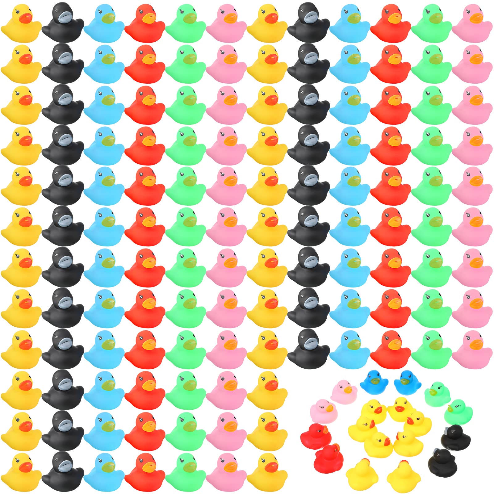 Zhanmai 400 Pcs Mini Rubber Ducks, Float Tiny Baby Shower Rubber Ducks 1.57 x 1.57 x 1.18 Inch for Preschool Bath Toy Party Decoration Fun Squeak Small Pool Toy(Multicolor)