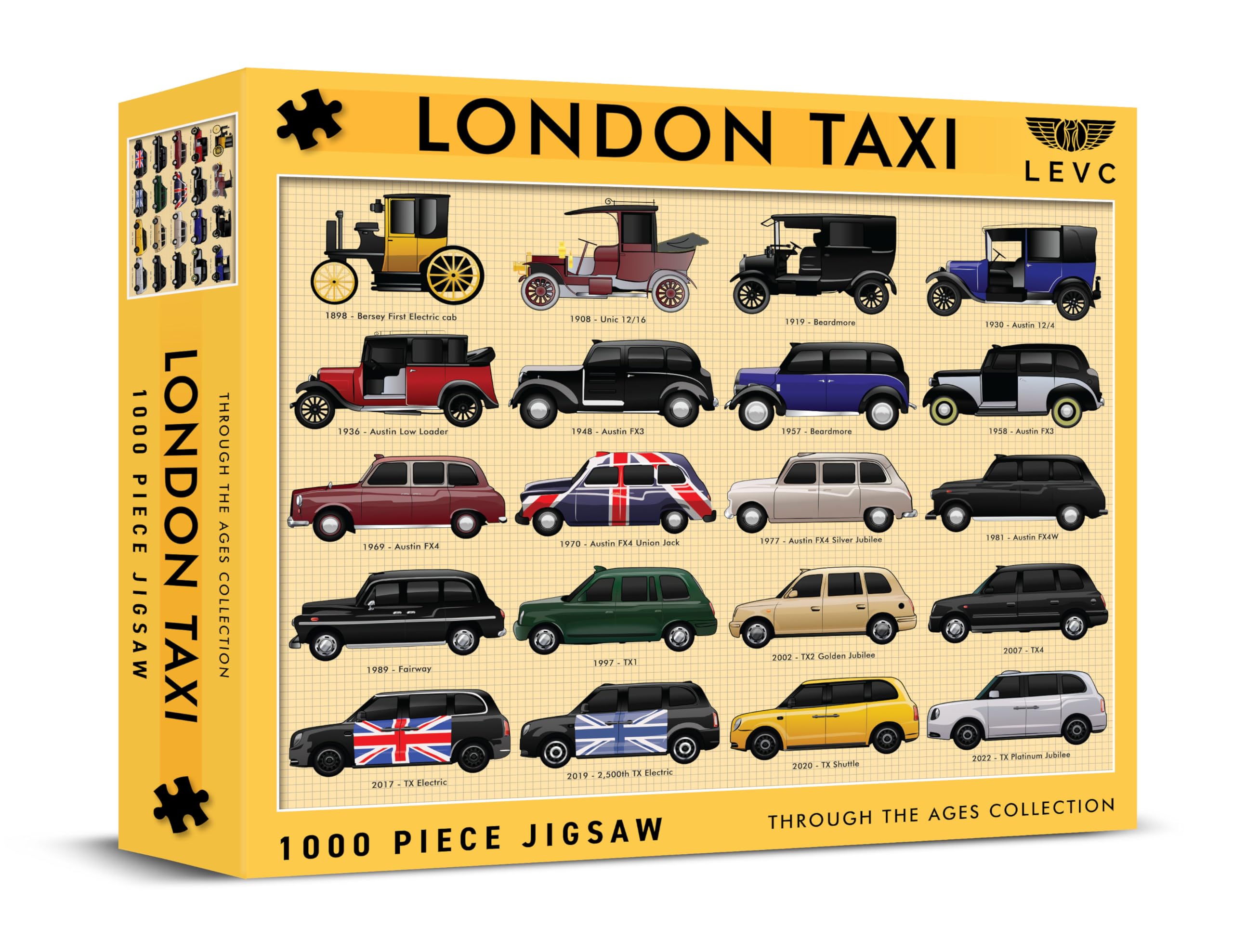 Coach House - 1000 Piece Jigsaw Puzzle, Transport Icons - Through the Ages Collection, Challenging Gifts for Men of All Ages (London Taxis)