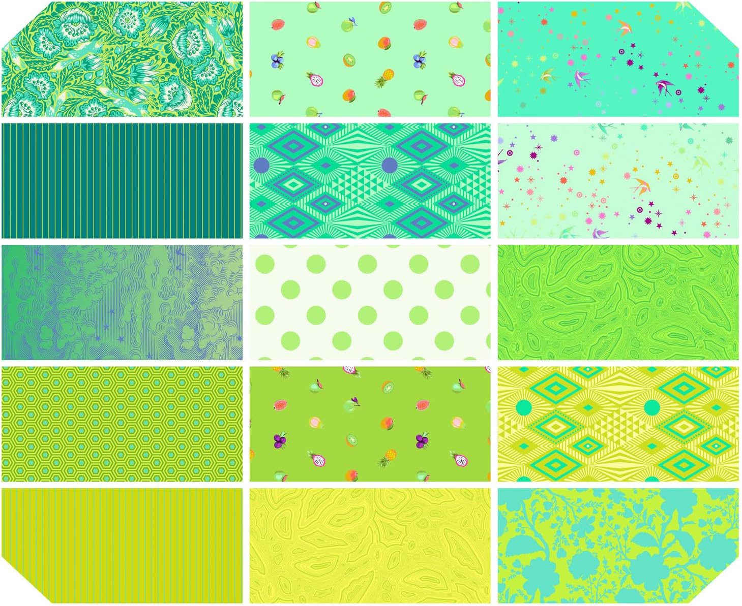 Saturday Stash: Spearmint Fat Quarter Bundle (15 Pieces) by Tula Pink for FreeSpirit (FB6FQTP.Spearmint)