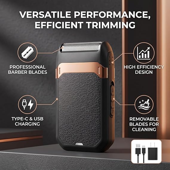Electricfor Men, 2 in 1 Portable Beard Trimmer, Cordless Rechargeable with Up Trimmer, Wet & & USB Charging, M607