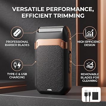 Electricfor Men, 2 in 1 Portable Beard Trimmer, Cordless Rechargeable with Up Trimmer, Wet & & USB Charging, M607