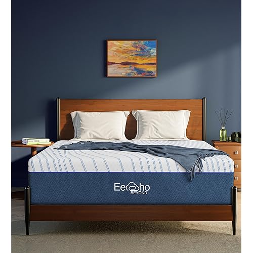 Queen Mattress,10 Inch White Memory Foam Mattress,Blue Mattresses,Cooling Gel Foam Mattress in a Box,Medium Firm,Fiberglass Free,Pressure Relief