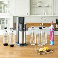 Vista 6 de SodaStream QC Spare Pack with 1 Quick Connect CO2 Cylinder, Yield: 60 L, 1 x 1 Litre Glass Bottle, Pink, 27.5 x 16 x 44 cm