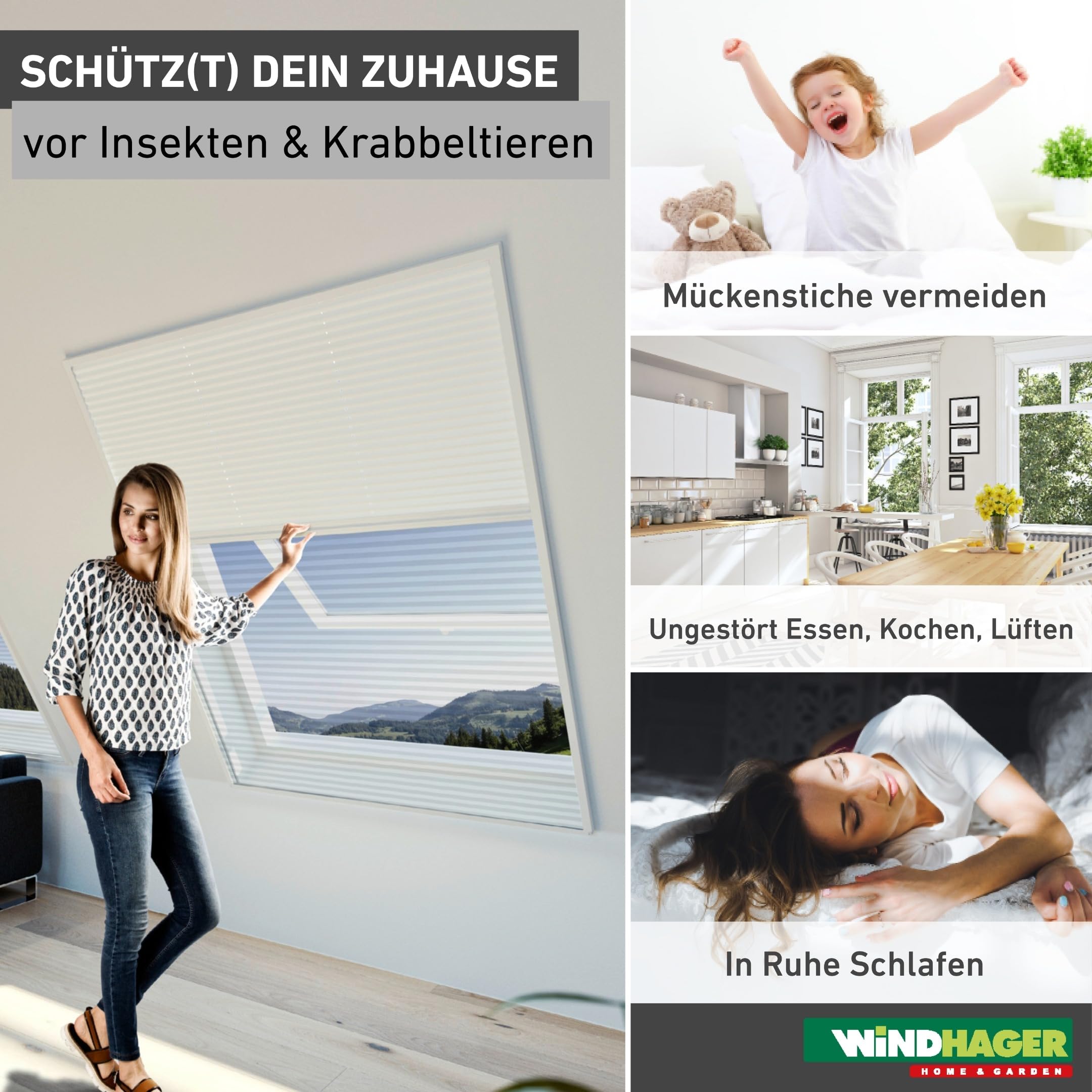 Windhager Insektenschutz‑Plissee für Dachfenster EXPERT - weiß - 110 x 160 cm - Fliegengitter Dachfenster, Mückenschutz, Insektenschutzgitter, Fliegenschutz, Mückengitter, Sonnenschutz - 04335