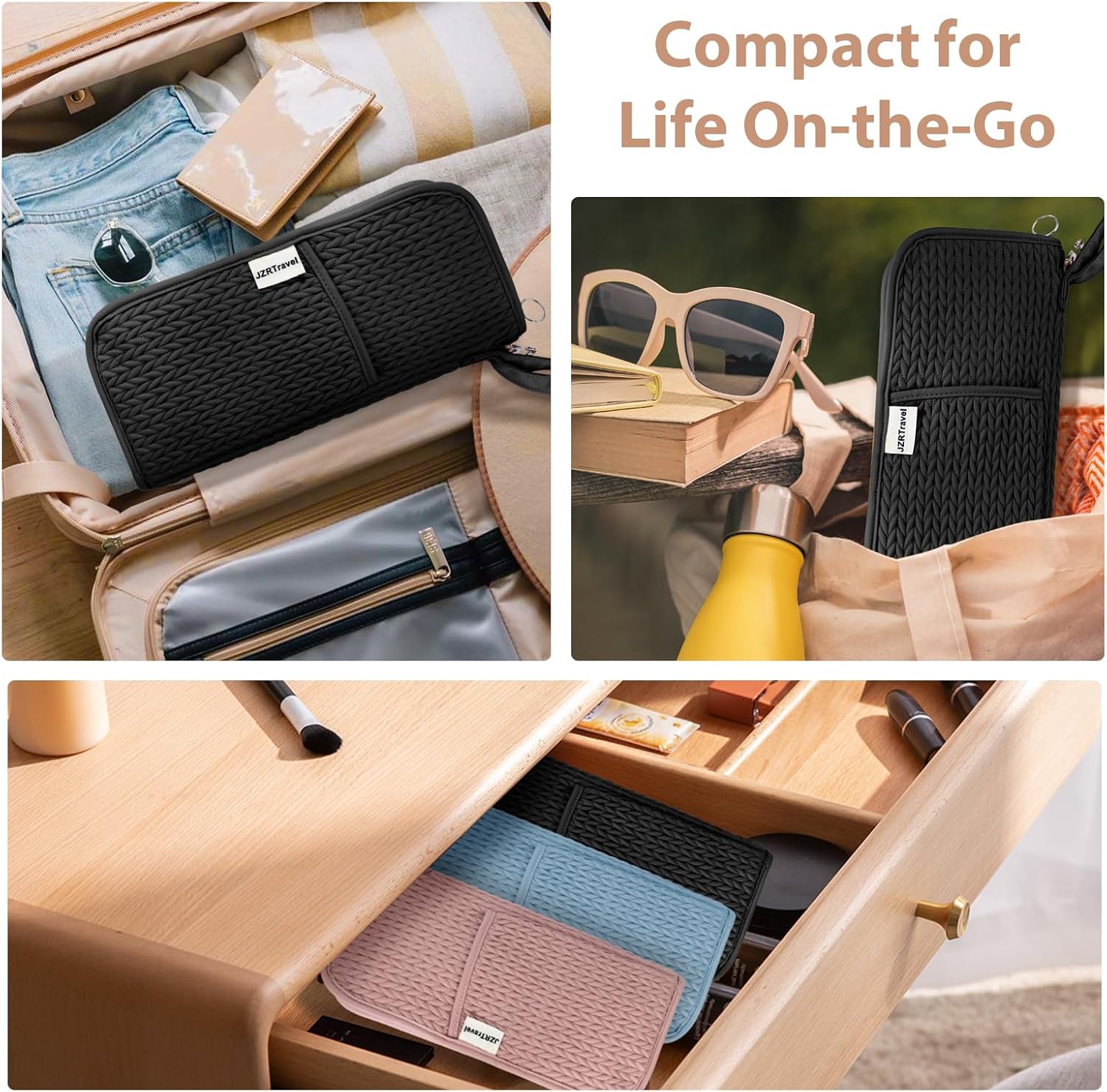 2 Pack Heat Resistant Travel Bag Organizer for Hot Tools Hair Dryer Flat Iron Curling Iron 2 in 1 Heat Proof Mat Portable Travel Essentials Bags