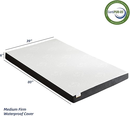 Miniatura 2 de Colchón de espuma viscoelástica de gel de 6 pulgadas, tamaño individual XL, colchón de cama individual de firmeza media para litera, cama nido,