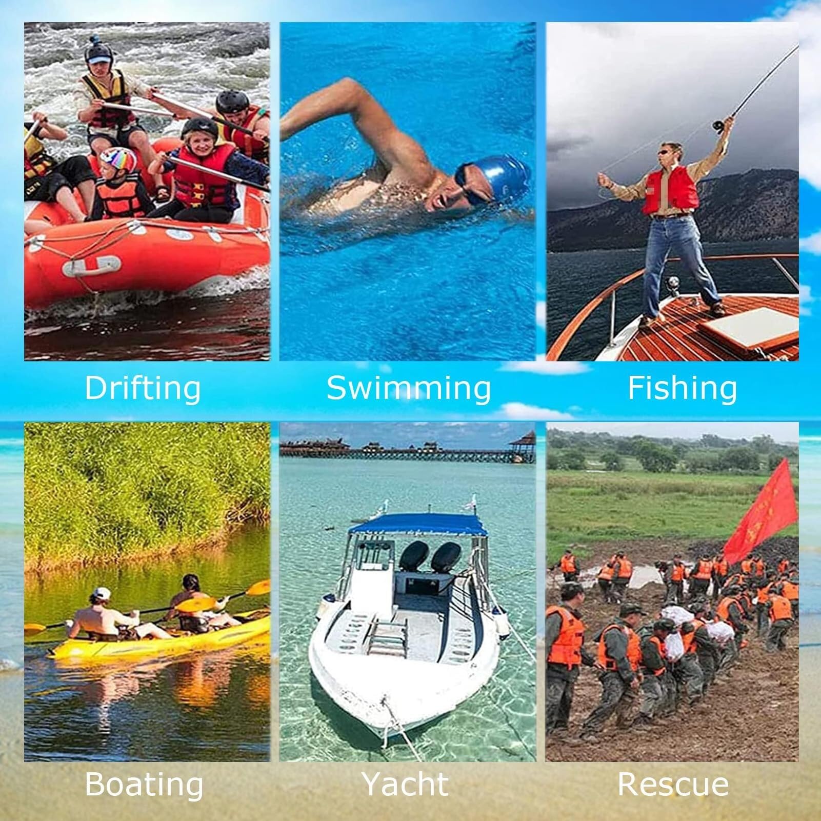 Schwimnweste Unisex Verstellbar Hohe Auftriebskraft Tragbar Neopren Schaum für Surfen Paddeln Raften Wassersport