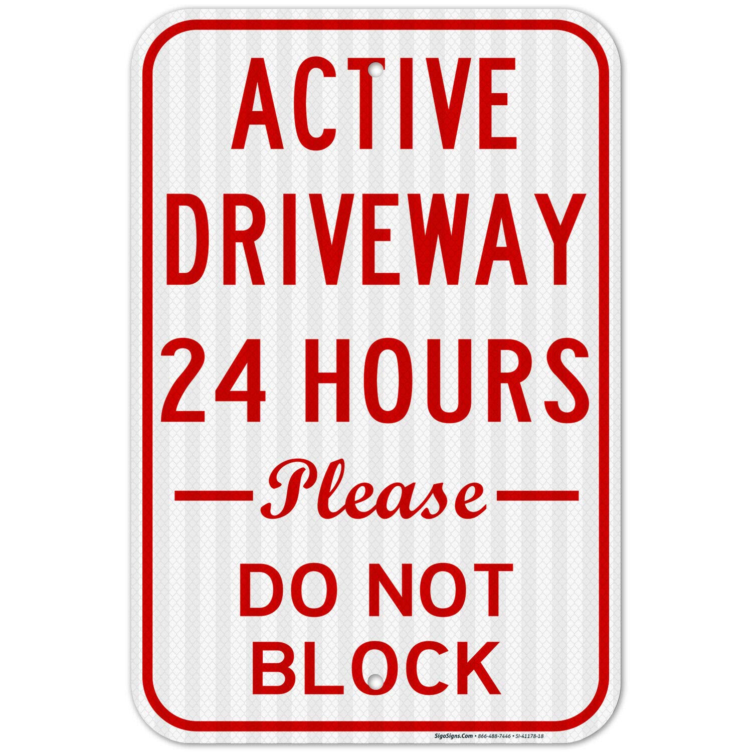 Bioprocess No Parking Active Driveway 24 Hours Please Don't Block Funny Metal Sign 8X12 Inch