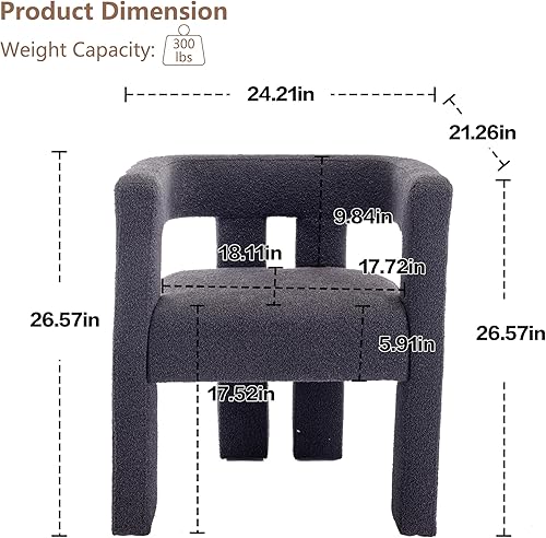 Miniatura 10 de Boucle - Juego de 2 sillas decorativas, modernas sillas de comedor de barril, sillón de sherpa, cómoda silla auxiliar tapizada para sala de estar,