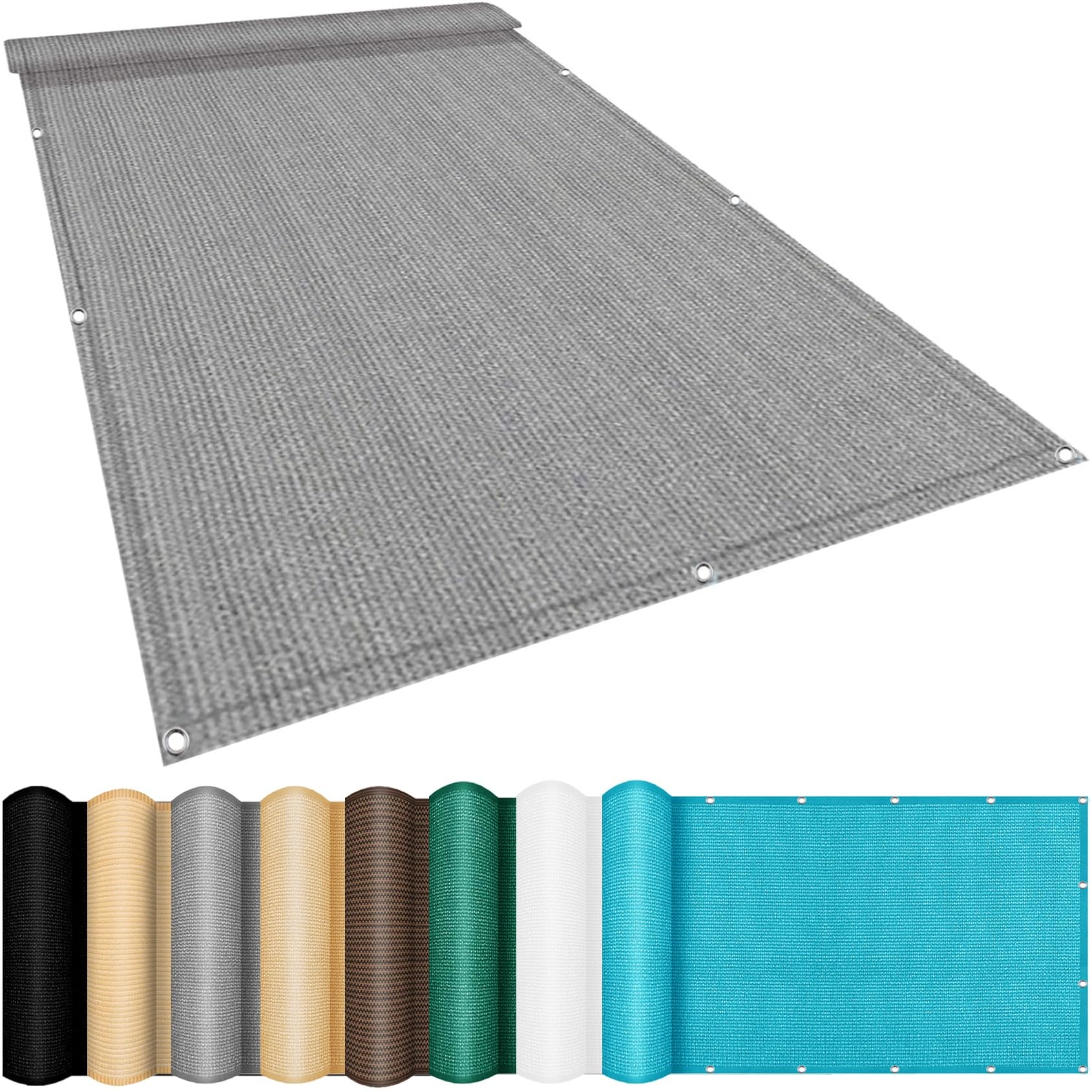 Toile ombrage rectangulaire gris clair anti-UV contre le vent