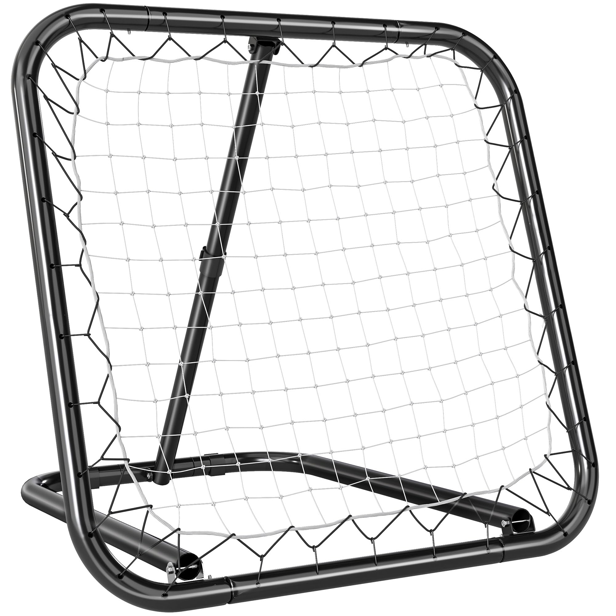 HOMCOM rebounder do piłki nożnej składana bramka odbijająca ściana do odbijania siatka do baseballu koszykówki z 5-stopniową regulacją metal kolor czarny 78 x 84 x 65-78 cm