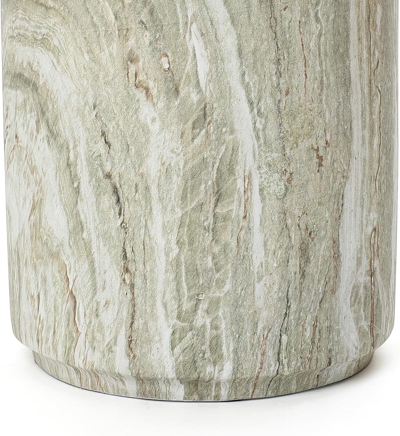 LuxenHome 18" Outdoor Side Table, Green and White Marbled Round Side Table, Indoor Outdoor End Tables for Patio, Modern Small Round Side Tables for Outside, Garden Stool for Indoor and Outdoor