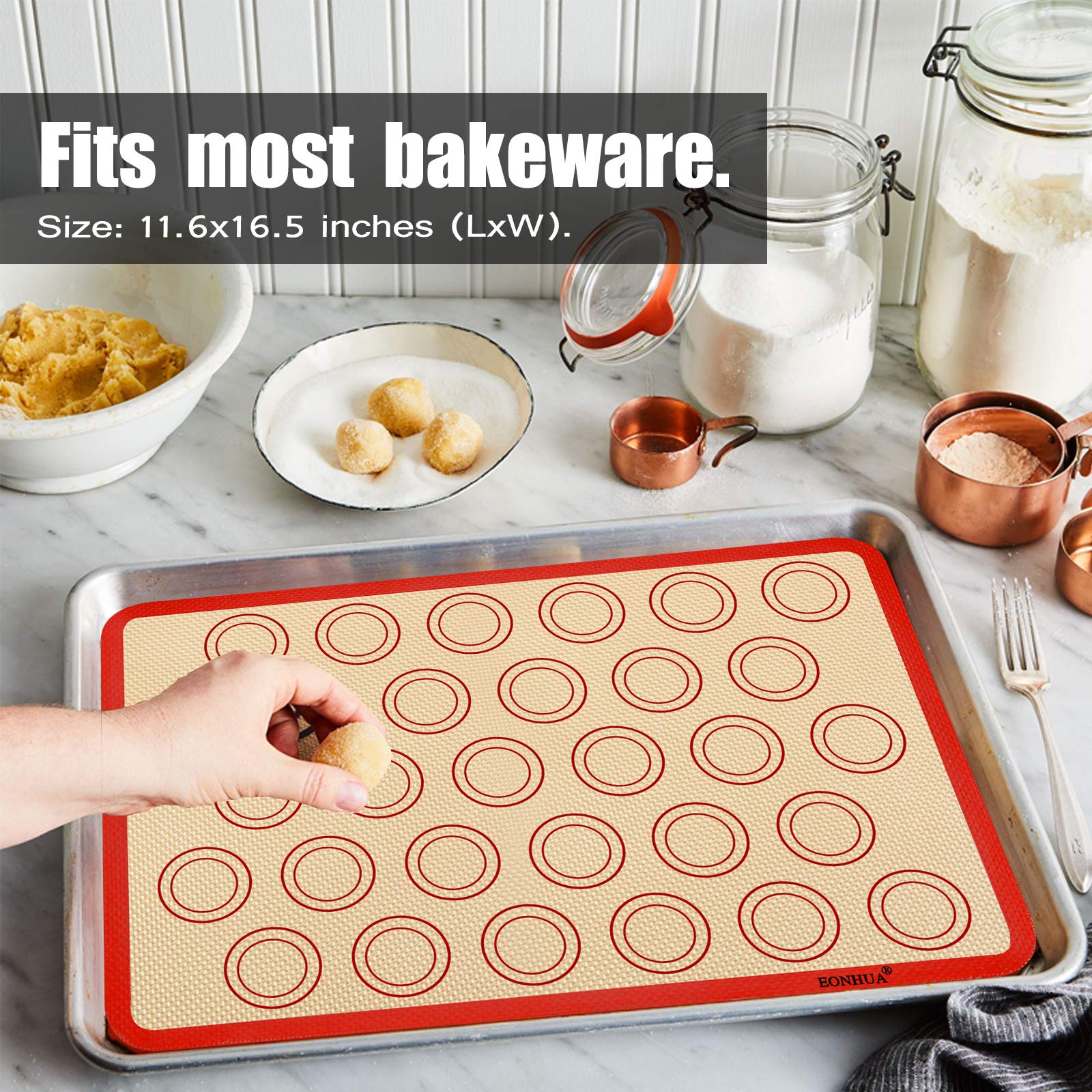 Set Di 2 Tappetini Da Forno In Silicone Per Macarons, 40 X 30 Cm Extra Spessi Riutilizzabili Microporosi 98342008