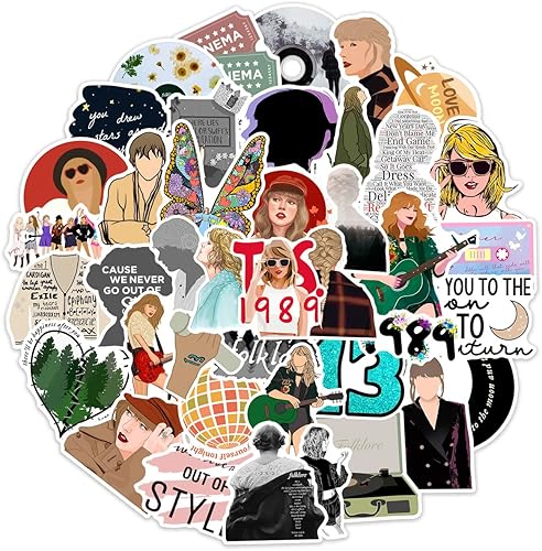 Miniatura 5 de ARZASGO Pulsera Singer TS, pulsera de joyería de bricolaje con 50 calcomanías temáticas musicales para regalos de fanáticos de TS, Metal, Sin gemas.