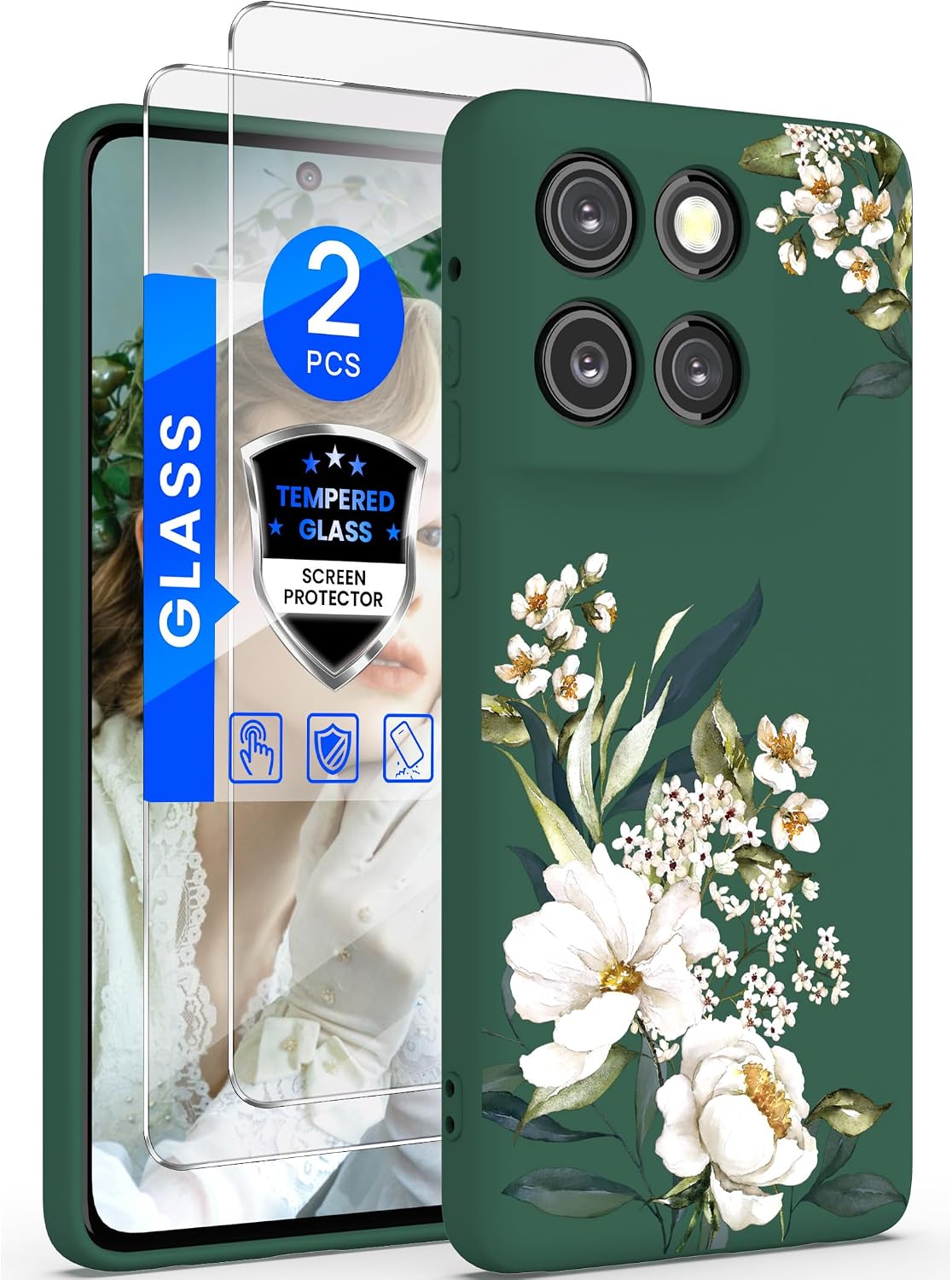 Yucenx Slim TPU Floral Case for Motorola Moto G Stylus 2025/2026-Green