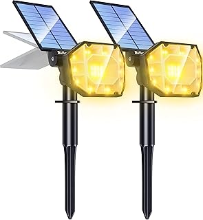 Biling ソーラーライト LED ガーデンライト 屋外 スポットライト 2200mAh大容量 30LED パスライト 2つの照明モード IP65防水 光センサー 夜間自動点灯/消灯 120°照明190°調節可能 太陽光パネル充電 玄関 庭 駐車場 芝生 防犯 2個セット