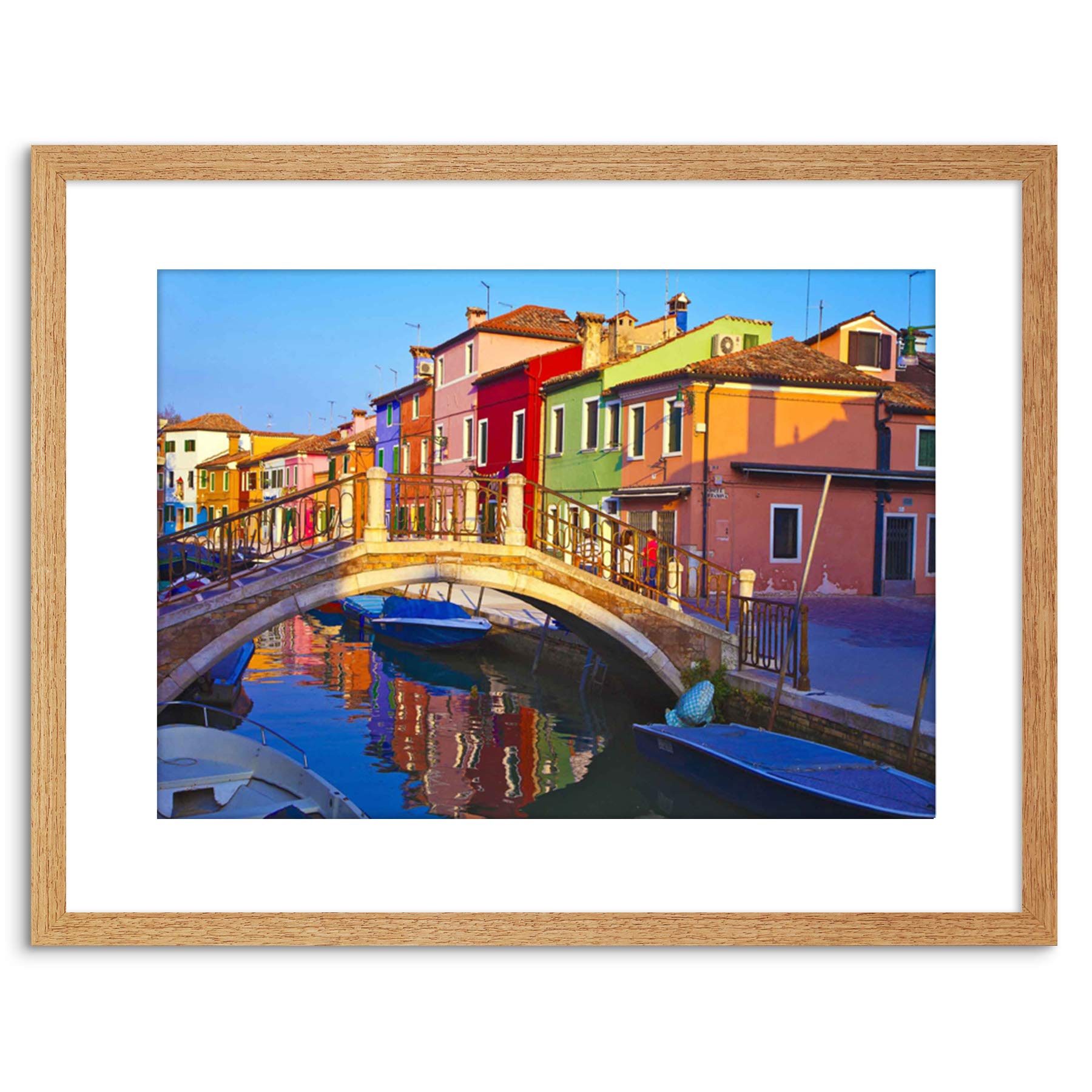 Wee Blue Coo PHOTO CITYSCAPE VENICE ITALY BURANO BRIDGE CANAL FRAMED PRINT F97X5504