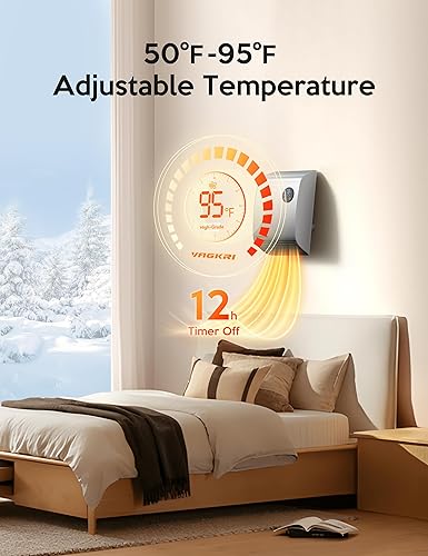 Miniatura 2 de Calentador eléctrico de pared, calentador de espacio de calentamiento rápido de 1500 W para uso en interiores, panel de eficiencia energética con 3