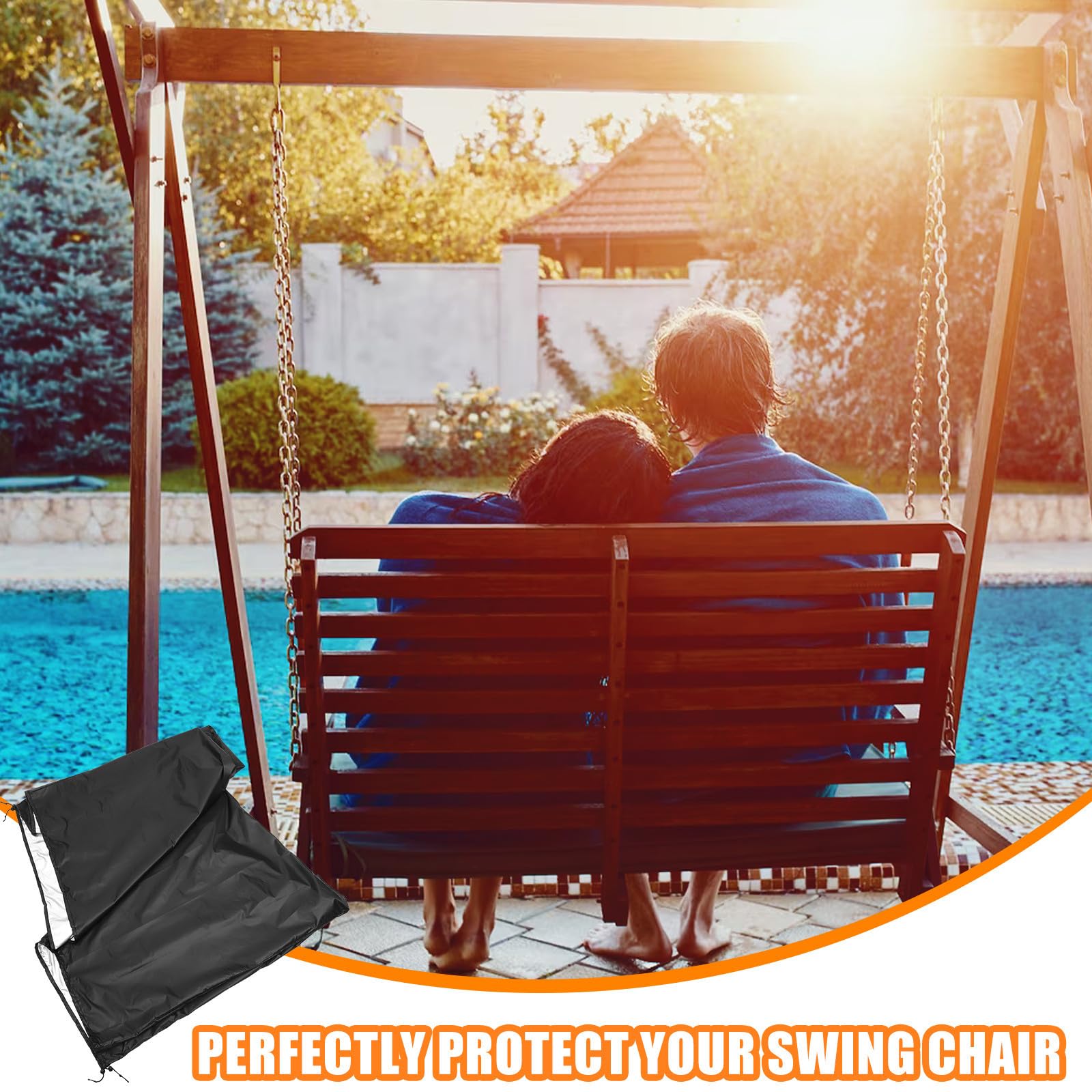 PACKOVE Housse de Chaise Extérieure en Tissu Oxford Imperméable et Résistante aux Uv, Protection Anti-poussière pour Balancelle de Jardin Design Simple et Élégant