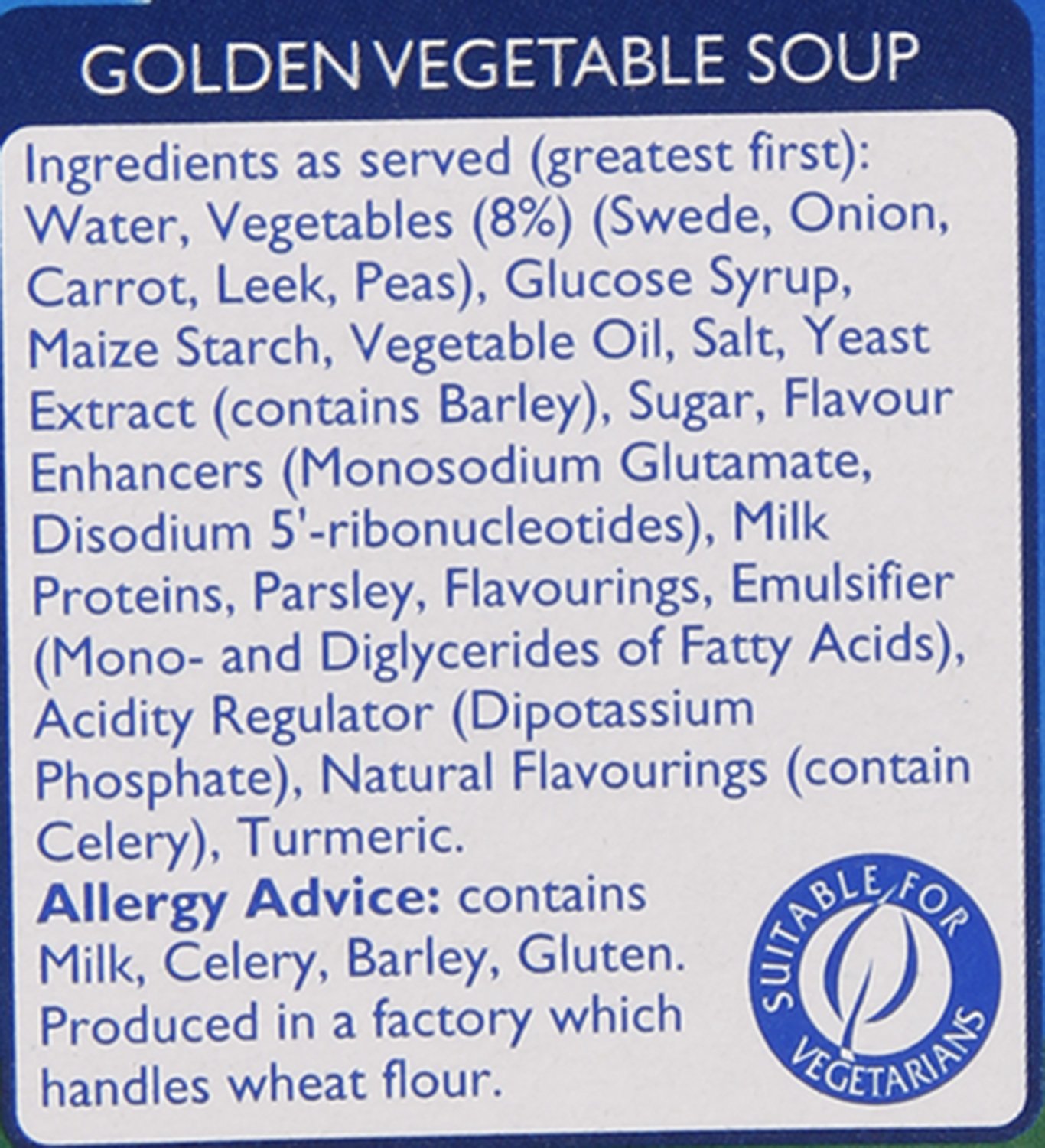 Batchelors Cup A Soup Golden Vegetable 4S 82G