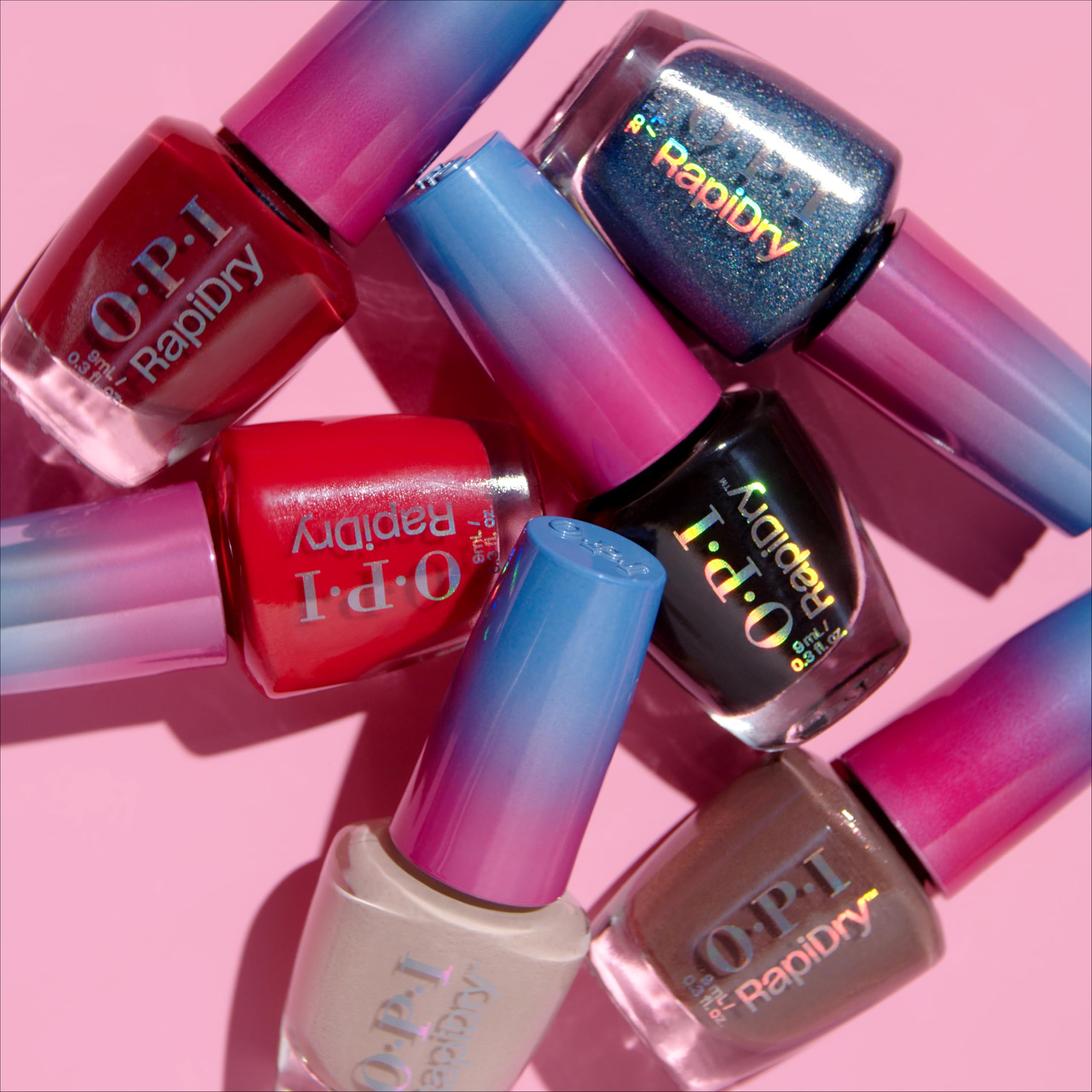 OPI RapiDry™ Smalto ad Asciugatura Rapida, Vegano e a Prova di Sbavature, Smalto Opaco in Tonalità Neutre, Nude e Rosso (9ml)