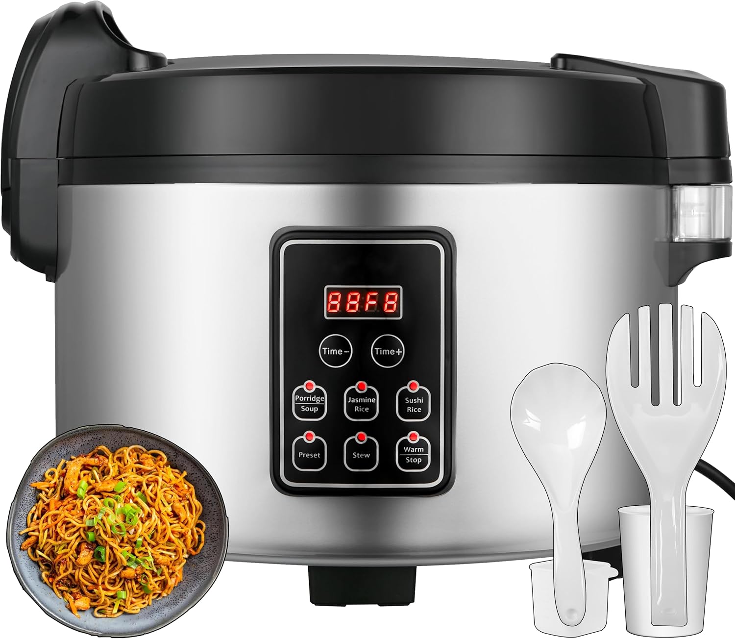 15L Commercial Large Rice Cooker (84 Cup Cooked),6-in-1 Electric Rice Cooker & Food Warmer,Multifunctional Resturant Smart Cooker, 24-Hr Delay Timer, LED Display,Auto Keep Warm,Non-Stick Inner Pot