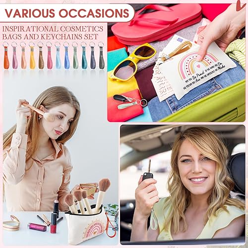 Miniatura 4 de Abbylike Paquete de 48 llaveros de goma de silicona con texto en inglés May You Be Proud of The Work, regalos de agradecimiento para mujer, bolsas