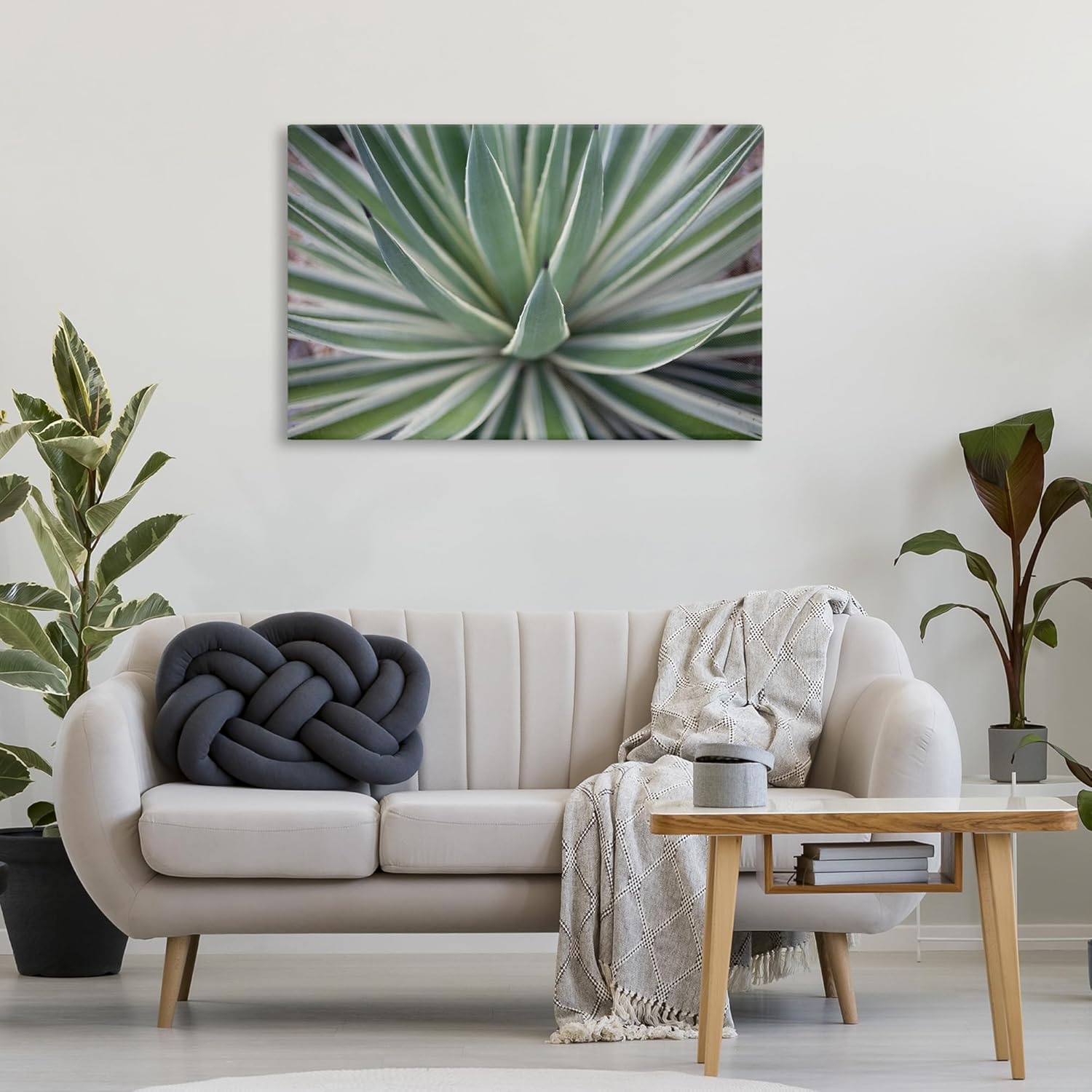 Stupell Industries Striped Plant Leaves Canvas Wall Art Design by Susan Bryant