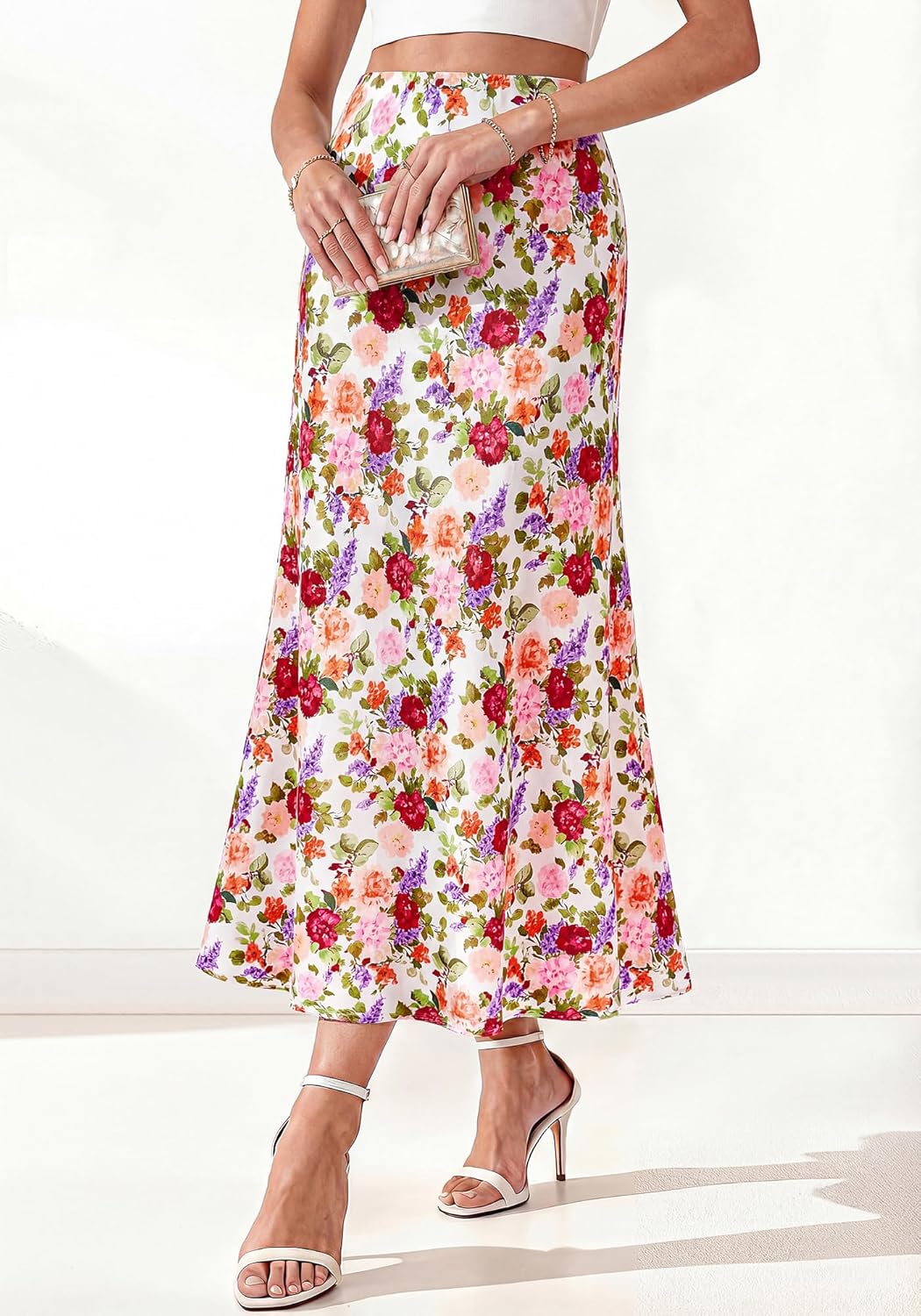 BTFBM Maxi Skirts for Women 2026 Summer Spring Lightweight A Line High Waisted Wedding Guest Party Silk Long Midi Skirt - Image 4