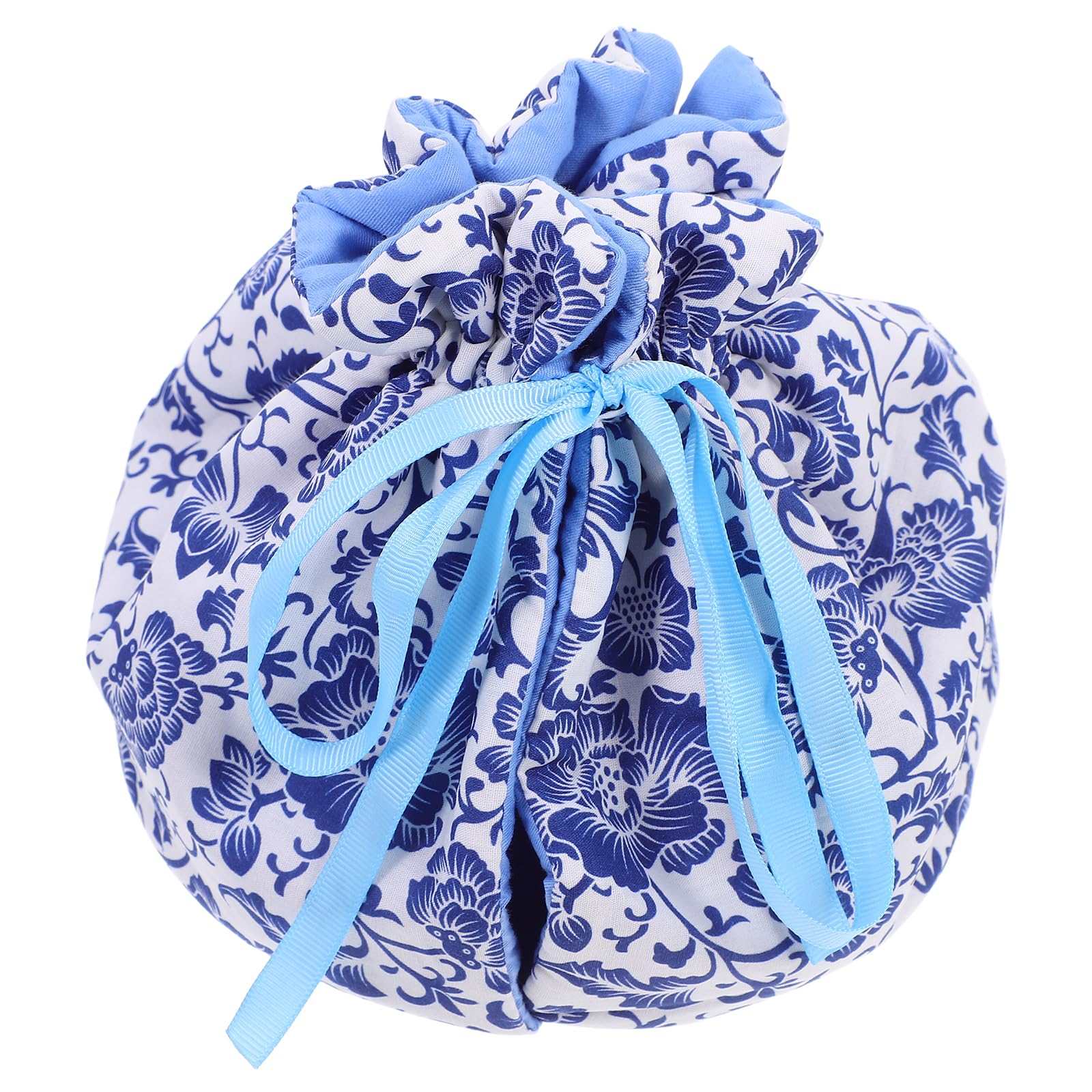 LUOZZY Cotton Tea Cozy Vintage Flowers Pattern Teapot Warmer with Ribbons Garden Style Decorative Teapot Cover for Hotel Restaurant Tea Party Supplies - Blue