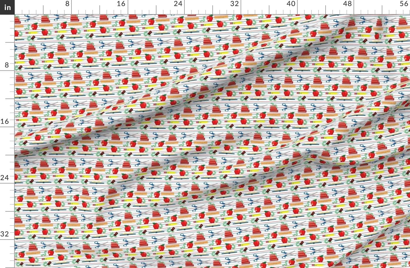 Spoonflower Fabric - School Kids Book Back Teacher Classroom Scissors Printed on Organic Cotton Sateen Fabric by The Yard - Sewing Quilting Apparel Home Decor