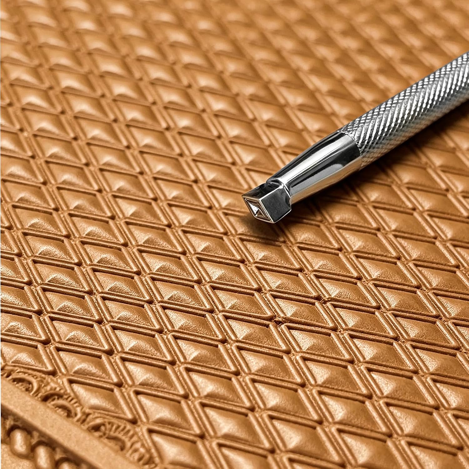 Leather Diamond Stamps Stamping Tools 3D Geometric Pattern Leathercraft Carving Working Tools 304 Stainless Steel Stamp Set (M)