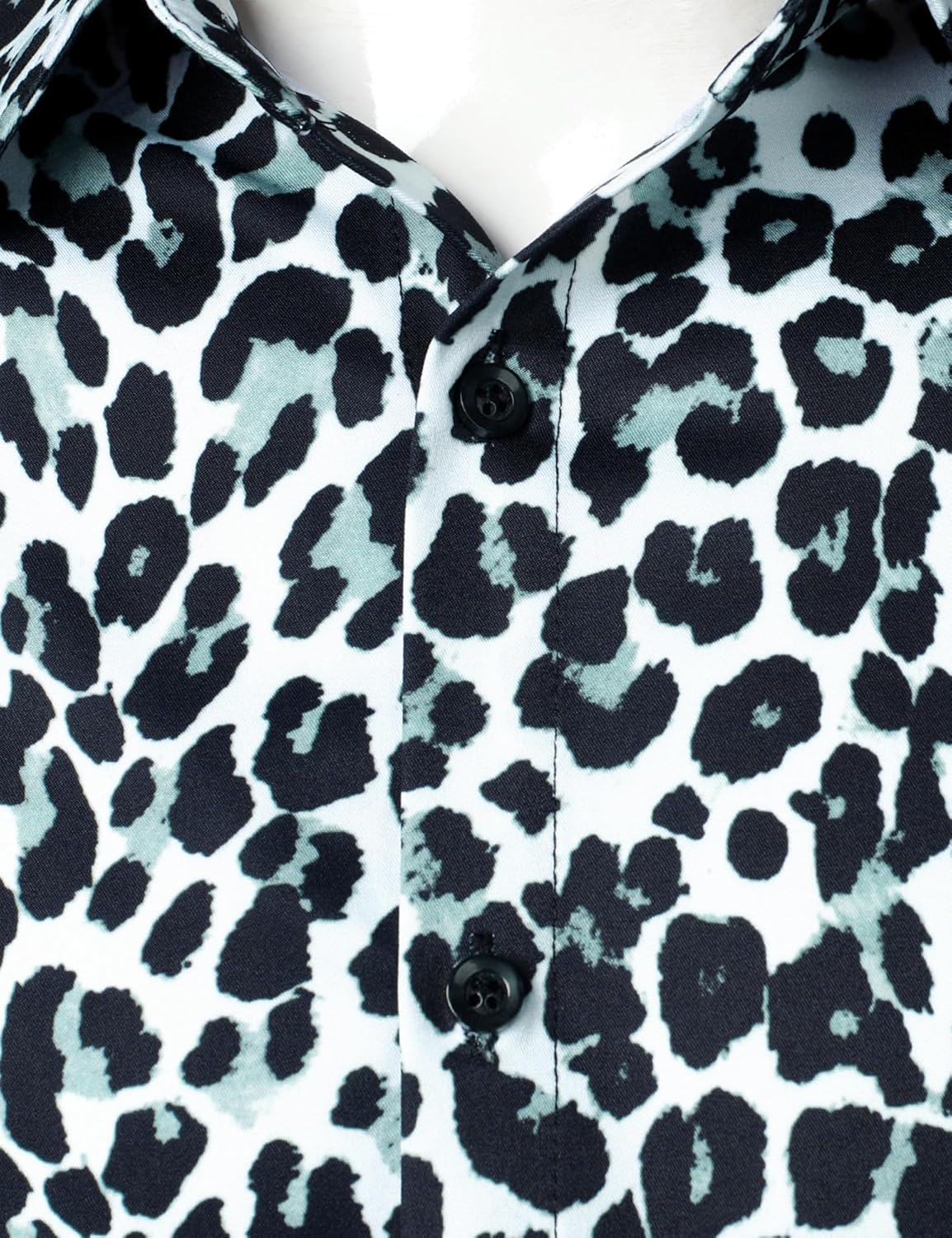 LucMatton Men's Leopard Print Long Sleeve Button Up Shirt Vintage Cheetah Animal Pattern Slim Fit Dress Shirt - Image 4