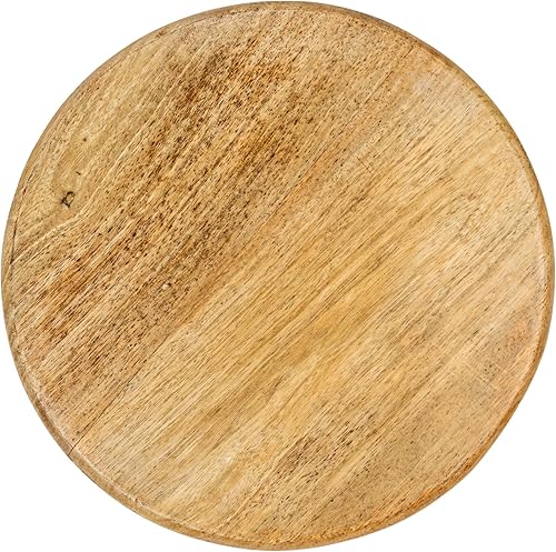 Miniatura 2 de Creative Co-Op Pedestal redondo de madera de mango tallado a mano de 9.75 pulgadas, natural