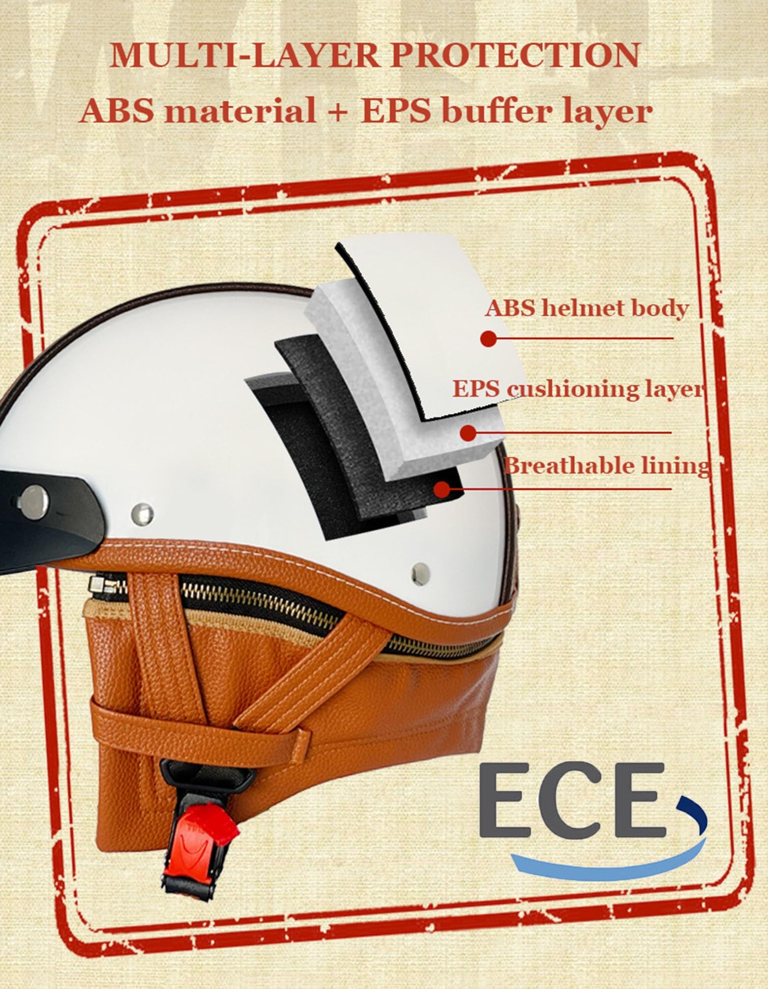 Kask motocyklowy Crash Półskórzany Kask motocyklowy z otwartą twarzą Zatwierdzony przez DOT/ECE Dorośli Mężczyźni Kobiety Półshell Cap Kask