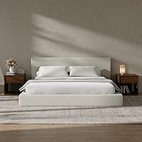 Vista 14 de RECCI Cloud - Base de cama King tapizada con cabecero, plataforma acolchada de espuma de 5 pulgadas, sin somier, fácil montaje (blanco nieve)