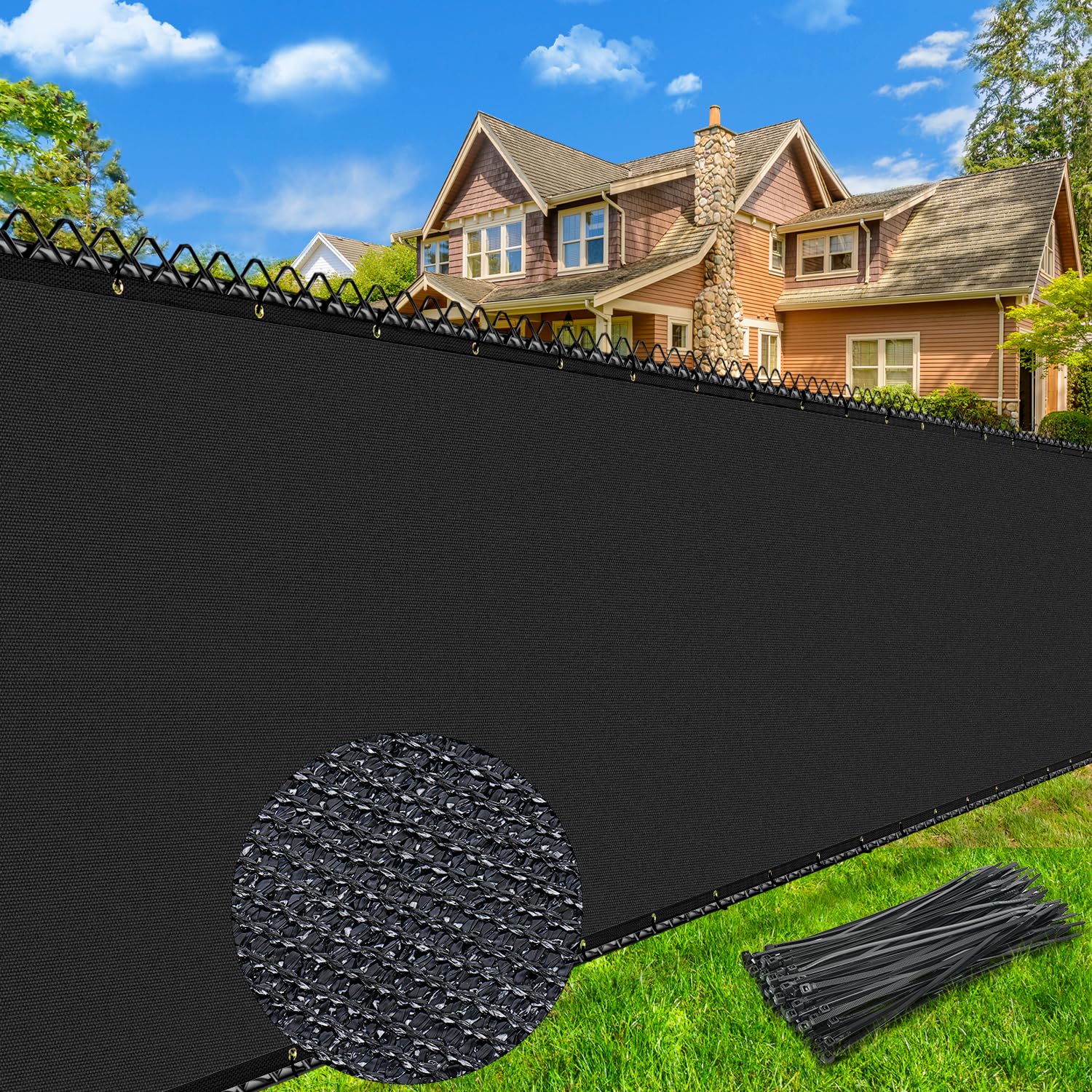 Keten 6X50FT Privacy Screen Fence, 170 GSM Heavy Duty Fencing Shade Cover with Brass Grommets, 90% Blockage Fence for Garden Yard Backyard