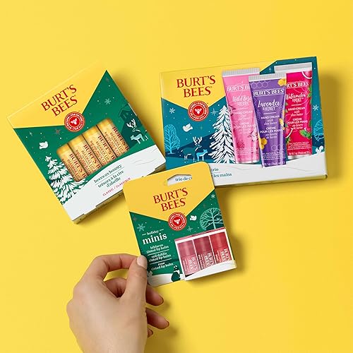 Miniatura 10 de Burt's Bees Regalos de Navidad, 4 productos de relleno de bálsamos labiales, juego clásico Bounty de cera de abeja, bálsamo labial hidratante de