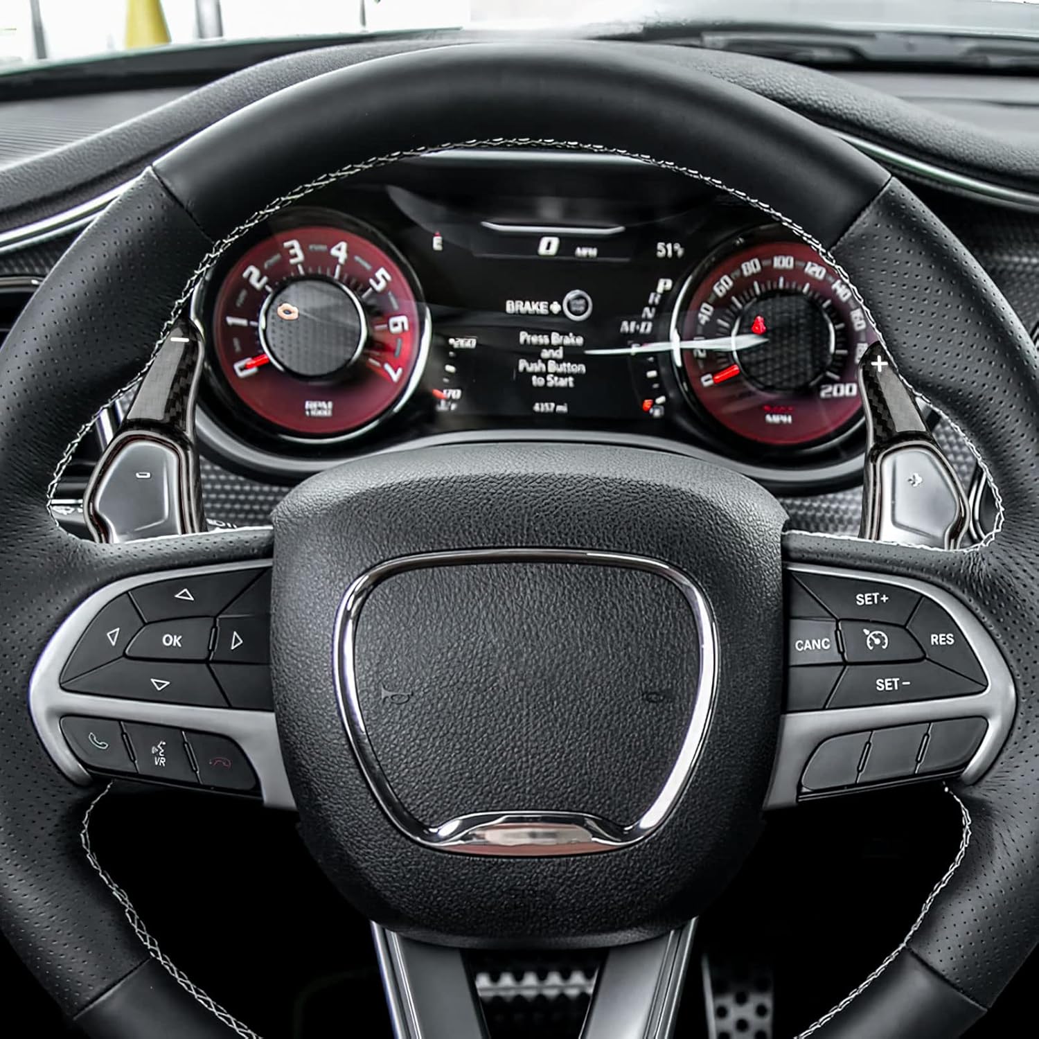 AIRSPEED Carbon Fiber Steering Wheel Paddle Shifter Extensions Cover shift paddles Interior Trim Accessories for Dodge Charger/Challenger SRT 2015-2022 Durango SRT 2014-2022 (Black)