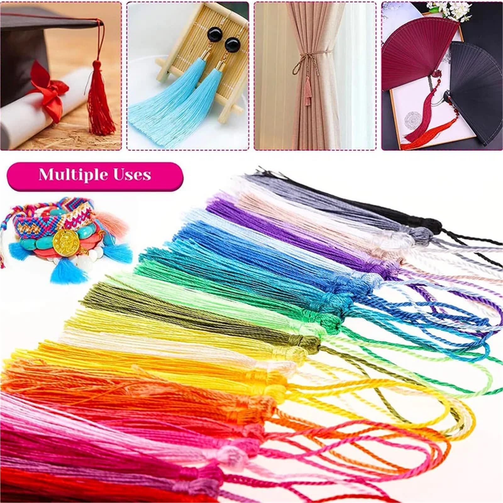 50 Stück/Packung 13 cm Quasten, Seidenfransen, seidige Floss-Lesezeichenquasten Für DIY Bastelzubehör