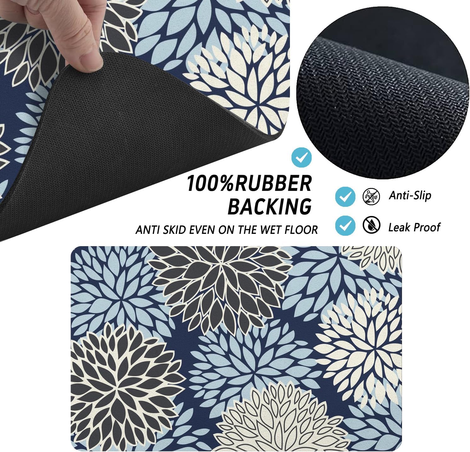 Dog Food Mats for Floors, Absorbent and Quick-Drying Pet Cat Food Mat,Anti-Fouling and Easy-to-Clean Pet Feeding Mat,Dog Bowl Mat for Messy Drinking Water Bowls.17x27, Bohemia Dahlia Floral Style