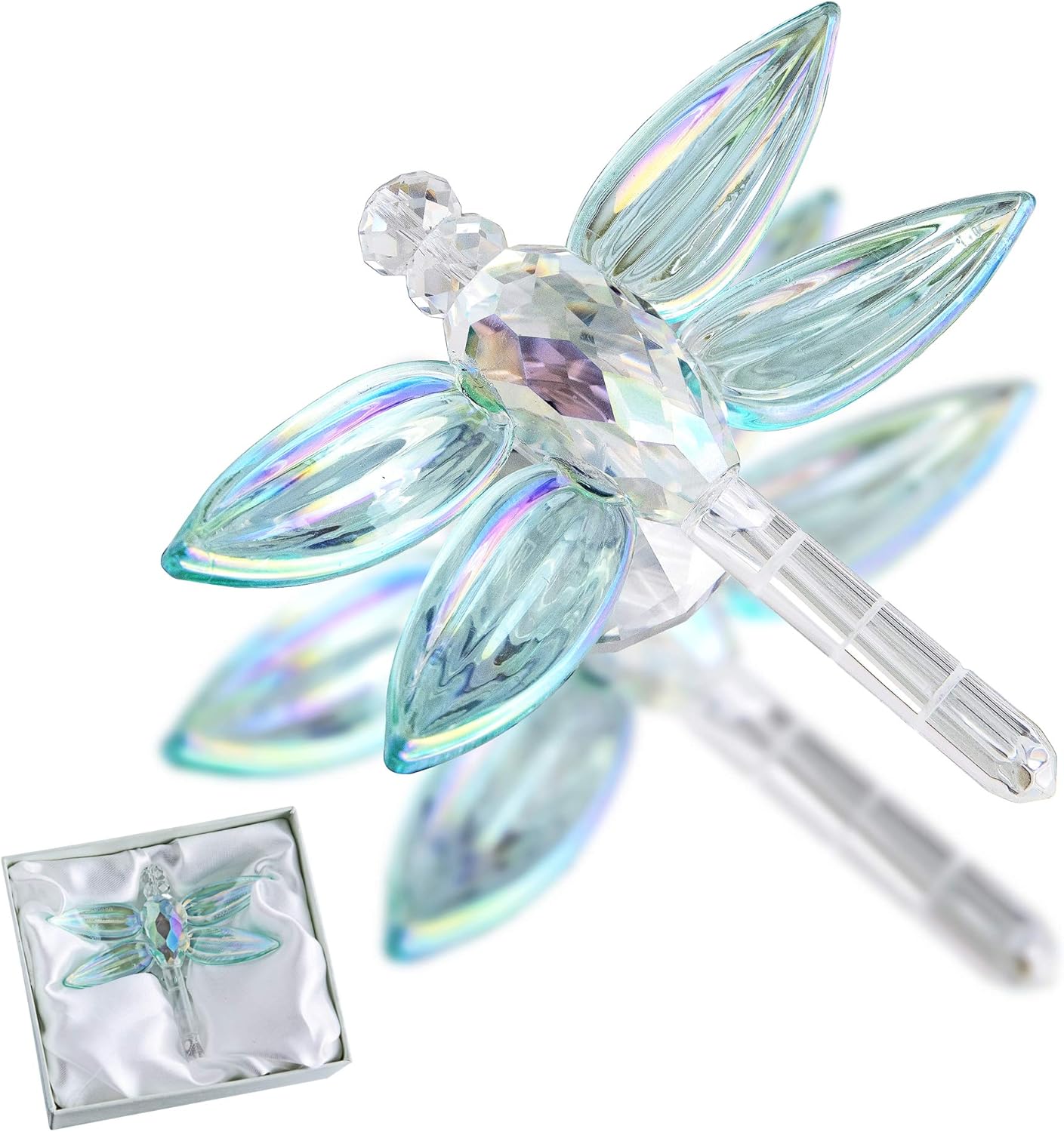Crystal Dragonfly Figurine Glass Animal Figurines Collectibles Home Decor Paperweight