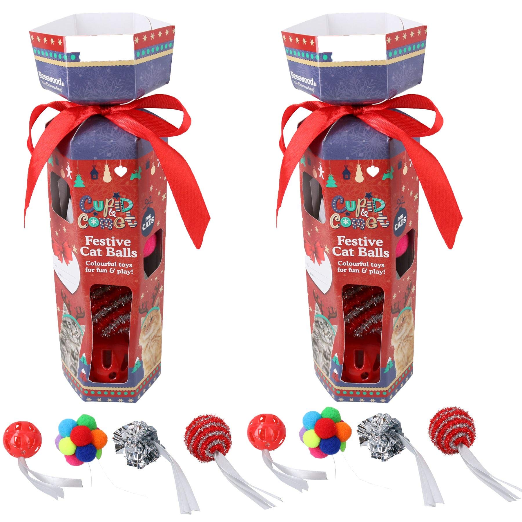 Crackers de Noël pour chat, le cadeau idéal contenant 4 boules de jeu surprises
